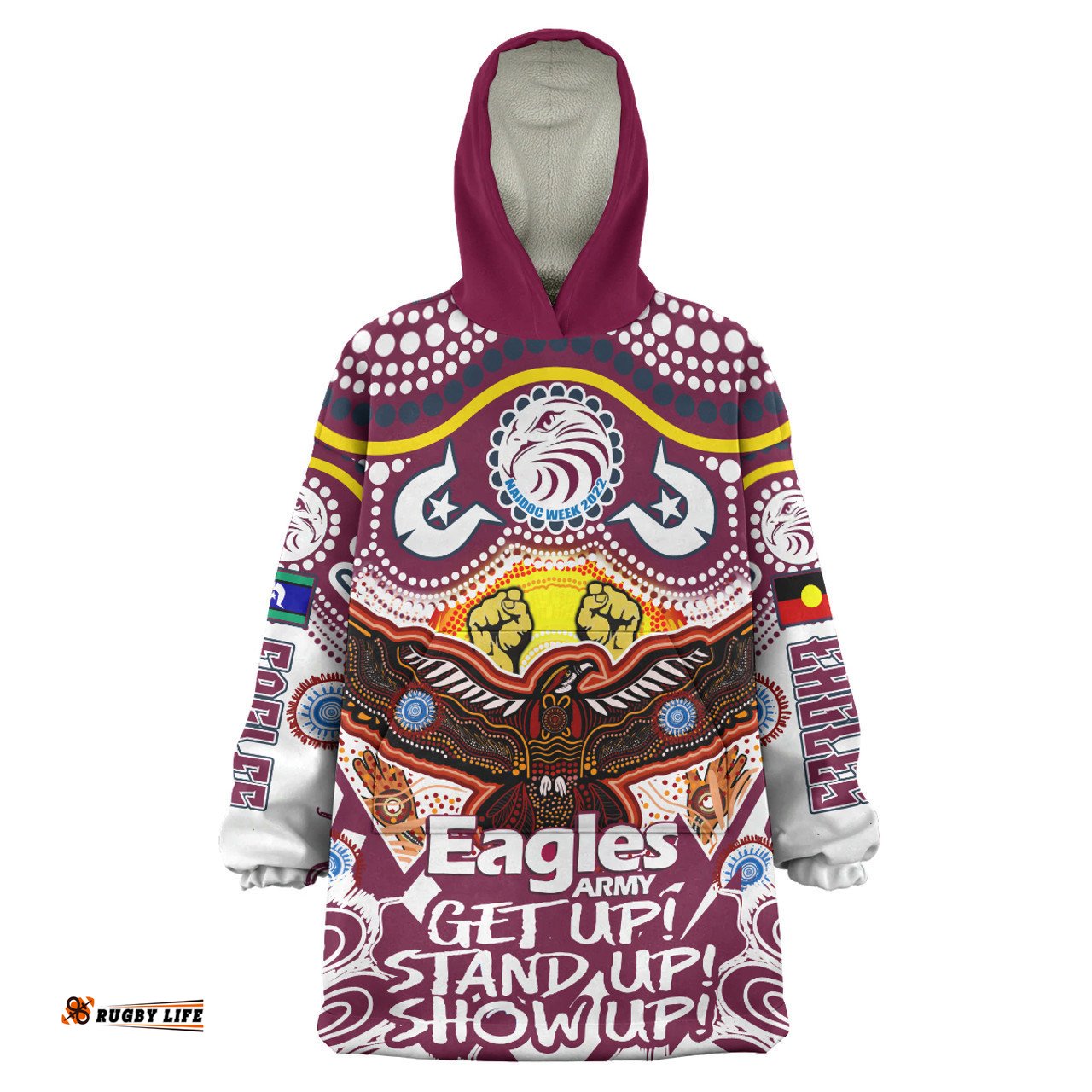 Manly Warringah Sea Eagles Snug Hoodie - Custom Manly Warringah Sea Eagles NAIDOC Celebrations Oodie Blanket