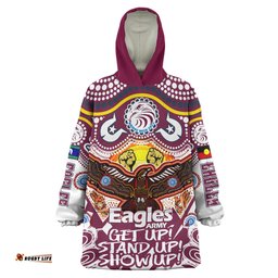 Manly Warringah Sea Eagles Snug Hoodie - Custom Manly Warringah Sea Eagles NAIDOC Celebrations Oodie Blanket