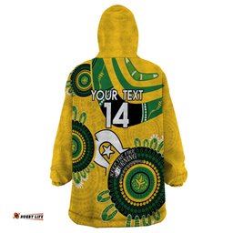 custom matildas naidoc week wearable blanket hoodie australia kangaroo keep the fire burning yellow