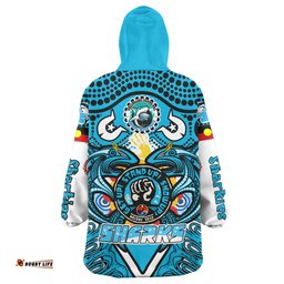 Cronulla-Sutherland Sharks Naidoc Week Snug Hoodie - Custom Tribal Sharkies "Get Up, Stand Up, Show Up" Oodie Blanket