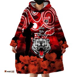 custom text and number north sydney rugby anzac wearable blanket hoodie bears indigenous mix camouflage poppy