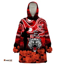 custom text and number north sydney rugby anzac wearable blanket hoodie bears indigenous mix camouflage poppy