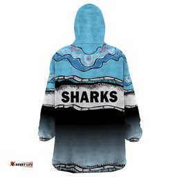 custom text and number cronulla sutherland sharks rugby wearable blanket hoodie simple style