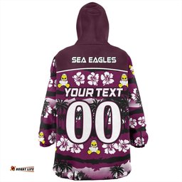 Manly Warringah Sea Eagles Snug Hoodie - Tropical Hibiscus and Coconut Trees