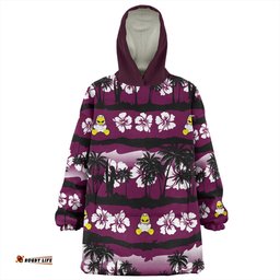 Manly Warringah Sea Eagles Snug Hoodie - Tropical Hibiscus and Coconut Trees