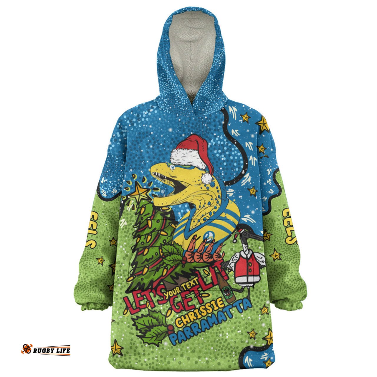 Parramatta Eels Christmas Custom Snug Hoodie - Let's Get Lit Chrisse Pressie Snug Hoodie