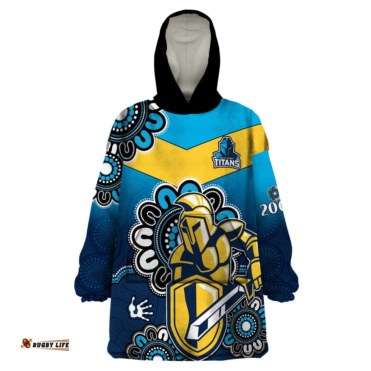 nrl gold coast titans rugby gld 2007 aboriginal wearable blanket hoodie