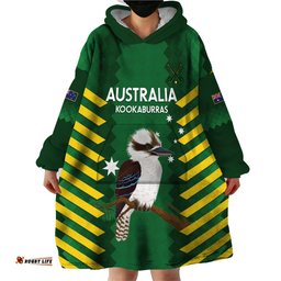 custom australia field hockey wearable blanket hoodie go champions kookaburras national color