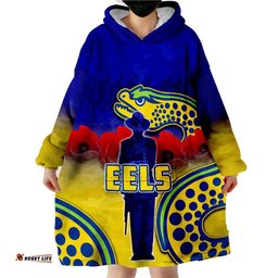 eels rugby wearable blanket hoodie anzac day
