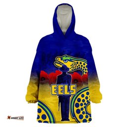 eels rugby wearable blanket hoodie anzac day
