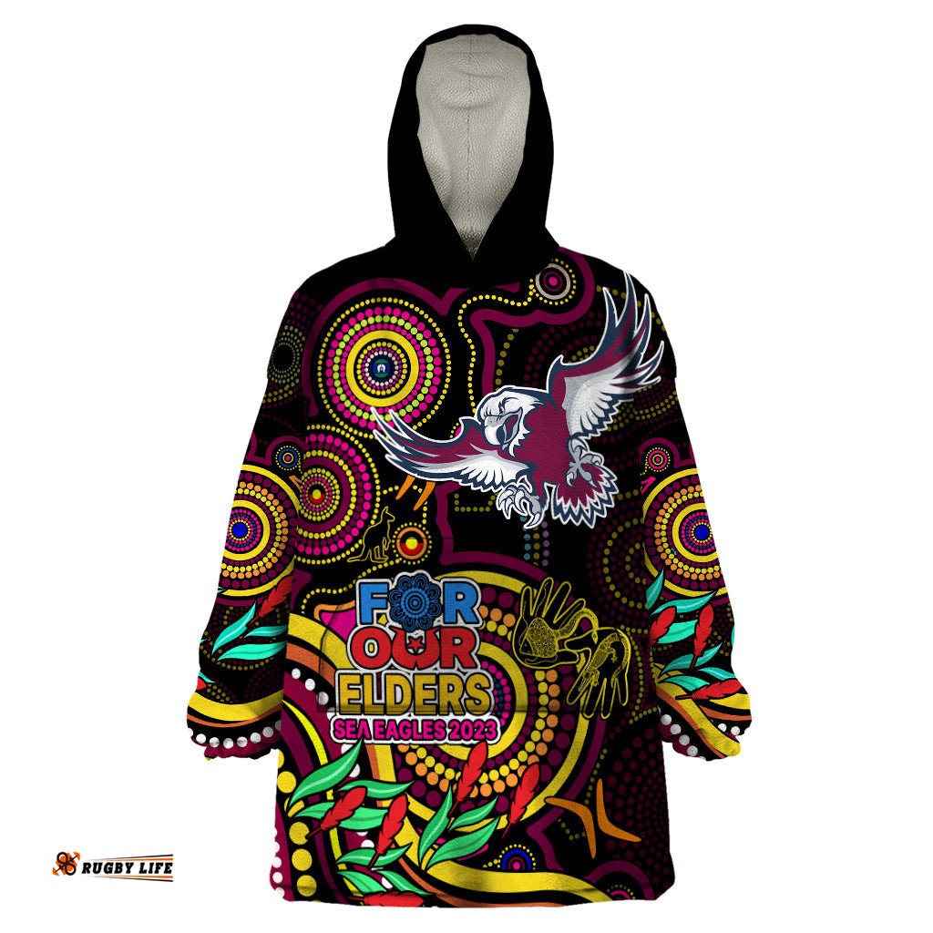 sea eagles rugby aboriginal art wearable blanket hoodie naidoc indigenous tribal
