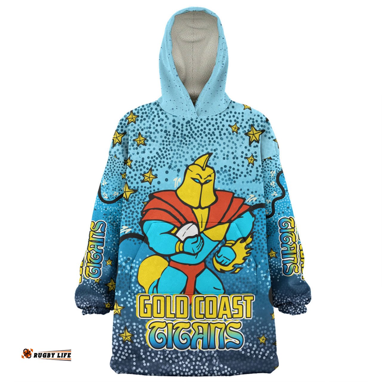Gold Coast Titans Custom Snug Hoodie - Team With Dot And Star Patterns For Tough Fan Snug Hoodie
