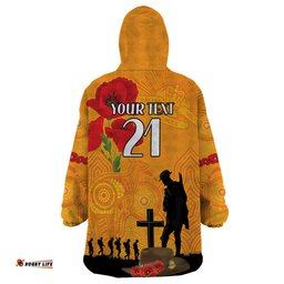 australia wallabies rugby anzac custom wearable blanket hoodie gallipoli soldier with aboriginal dots art