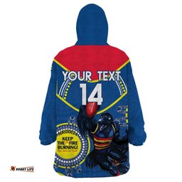 custom afl crows naidoc week wearable blanket hoodie keep the fire burning indigenous art