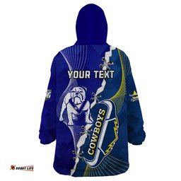 custom personalised bulldogs mix cowboys rugby wearable blanket hoodie sporty style