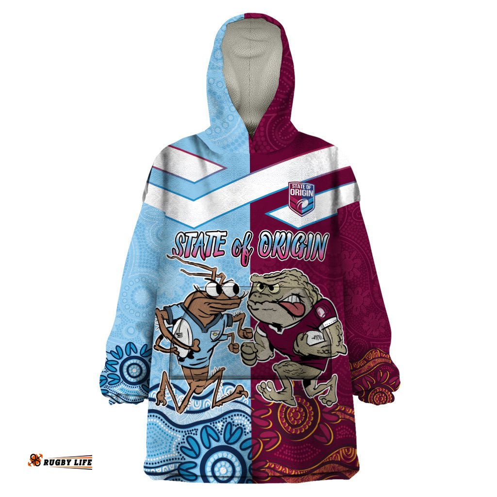 custom qld cane toad and nsw cockroach wearable blanket hoodie aboriginal inspired together