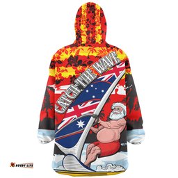 Australia Surfing Christmas Snug Hoodie - Tropical Santa Catch The Wave Snug Hoodie