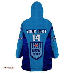 personalised nsw rugby wearable blanket hoodie go blues camouflage sporty style