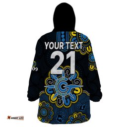 custom personalised afl gold coast suns 2009 aboriginal blue style wearable blanket hoodie
