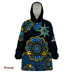 custom personalised afl gold coast suns 2009 aboriginal blue style wearable blanket hoodie