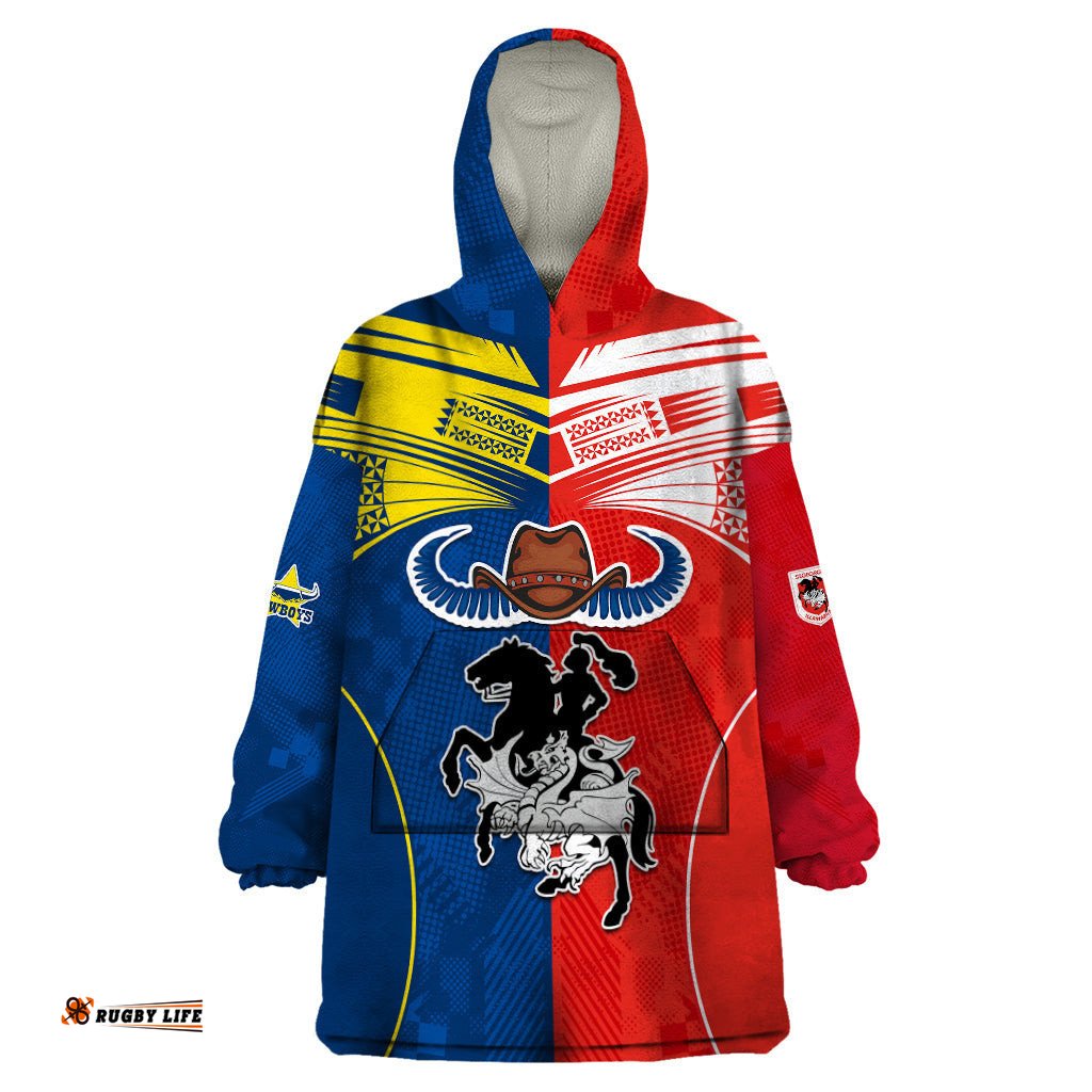 nrl cowboys combine dragon rugby wearable blanket hoodie sporty style