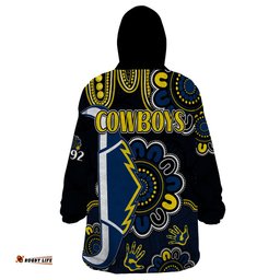 nrl north queensland cowboys rugby wearable blanket hoodie est 1992 aboriginal
