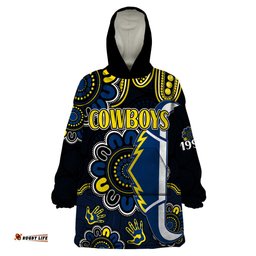 nrl north queensland cowboys rugby wearable blanket hoodie est 1992 aboriginal