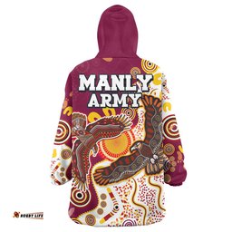Manly Warringah Sea Eagles Snug Hoodie - Indigenous Manly Sport With Tribal Sun Oodie