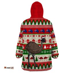 australia christmas wearable blanket hoodie aussie emu santa merry xmas