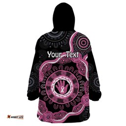 personalised australia breast cancer wearable blanket hoodie brave strong aboriginal art