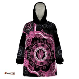 personalised australia breast cancer wearable blanket hoodie brave strong aboriginal art