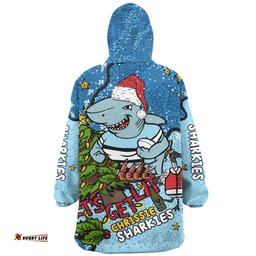 Cronulla-Sutherland Sharks Christmas Custom Snug Hoodie - Let's Get Lit Chrisse Pressie Snug Hoodie