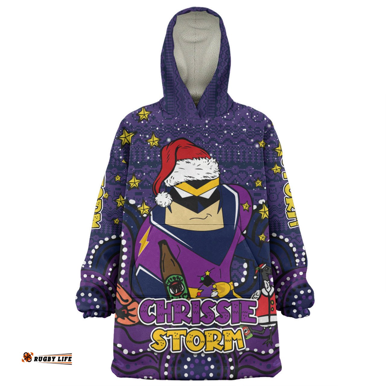 Melbourne Storm Christmas Custom Snug Hoodie - Christmas Knit Patterns Vintage Jersey Ugly Snug Hoodie