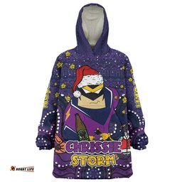 Melbourne Storm Christmas Custom Snug Hoodie - Christmas Knit Patterns Vintage Jersey Ugly Snug Hoodie