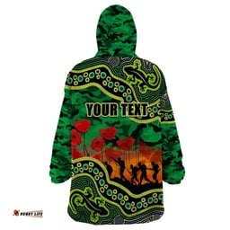 custom personalised anzac day nrl raiders wearable blanket hoodie aboriginal lizard patterns