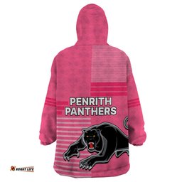 penrith panthers rugby wearable blanket hoodie proud the panthers comeback pink