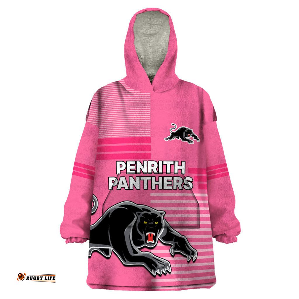 penrith panthers rugby wearable blanket hoodie proud the panthers comeback pink