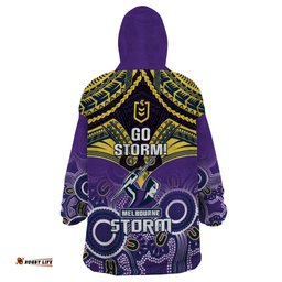storm rugby wearable blanket hoodie go melbourne aboriginal mix polynesian pattern