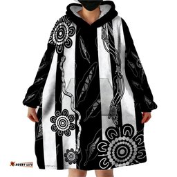 collingwood football wearable blanket hoodie proud to be magpies aboriginal version