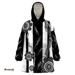 collingwood football wearable blanket hoodie proud to be magpies aboriginal version
