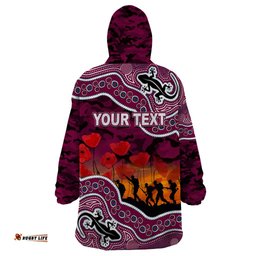 custom personalised anzac day nrl sea eagles wearable blanket hoodie aboriginal lizard patterns