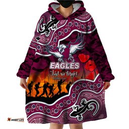 custom personalised anzac day nrl sea eagles wearable blanket hoodie aboriginal lizard patterns