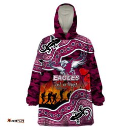 custom personalised anzac day nrl sea eagles wearable blanket hoodie aboriginal lizard patterns