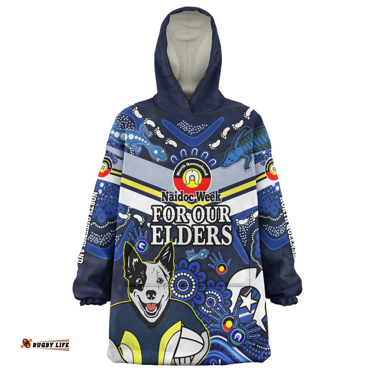 North Queensland Cowboys Naidoc Custom Snug Hoodie - For Our Elders Home Jersey Oodie
