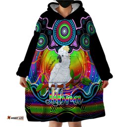 personalised australia libra cockatoo zodiac wearable blanket hoodie auz astrology aboriginal rainbow