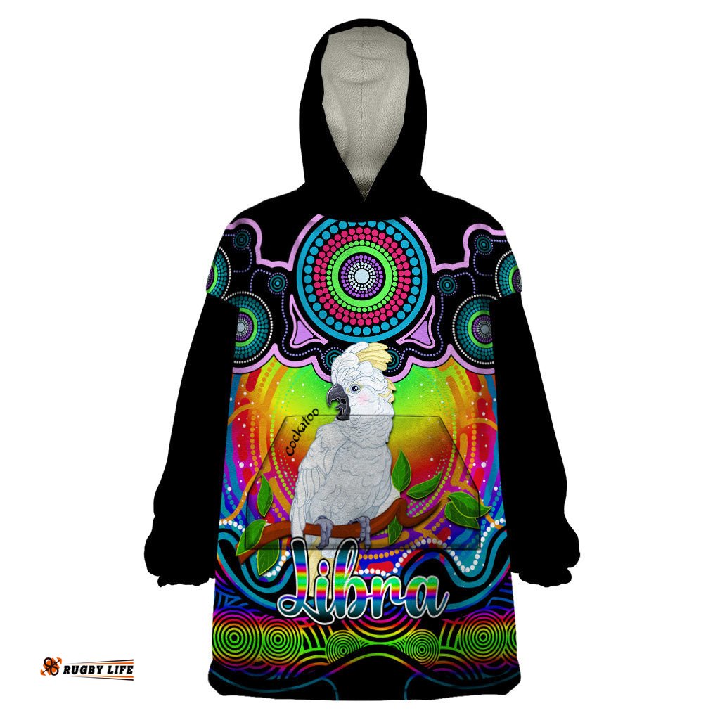 personalised australia libra cockatoo zodiac wearable blanket hoodie auz astrology aboriginal rainbow