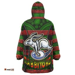 South Sydney Rabbitohs Snug Hoodie - Custom Rabbit Aboriginal Inspired Style Pattern Personalised Player And Number Oodie Blanket