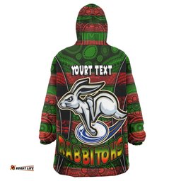 South Sydney Rabbitohs Snug Hoodie - Custom Rabbit Aboriginal Inspired Style Pattern Personalised Player And Number Oodie Blanket