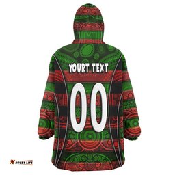 South Sydney Rabbitohs Snug Hoodie - Custom Rabbit Aboriginal Inspired Style Pattern Personalised Player And Number Oodie Blanket