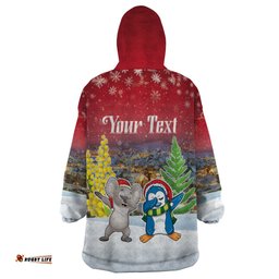 personalised christmas in july wearable blanket hoodie funny dabbing dance koala and blue penguins lt05